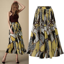 Load image into Gallery viewer, Skirts Women High Street Fashion Leopard Chain Print Chiffon Pleated Skirt Elastic High Waist A Line Midi Skirt Women 2019