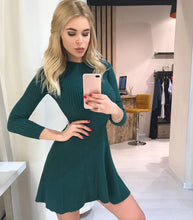 Load image into Gallery viewer, Women Long Sleeve Sweater Dress Women&#39;s Irregular Hem Casual Autumn Winter Dress Women O-neck A Line Short Mini Knitted Dresses