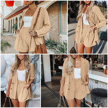 Load image into Gallery viewer, Elegant two-pieces women short suit Casual streetwear suits female blazer sets Chic 2019 office ladies women blazer suit