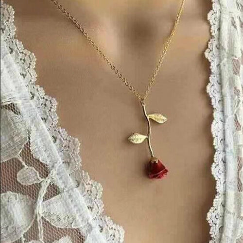 2019 Statement Alloy Rose Pendant Necklace 4 Color Women Jewelry Accessories Gold Chain Necklace for Women Memorial Day Gift