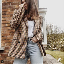 Load image into Gallery viewer, Fashion Autumn Women Plaid Blazers and Jackets Work Office Lady Suit Slim Double Breasted Business Female Blazer Coat Talever