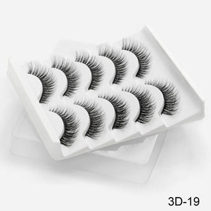 SEXYSHEEP 5Pairs 3D Mink Hair False Eyelashes Natural/Thick Long Eye Lashes Wispy Makeup Beauty Extension Tools