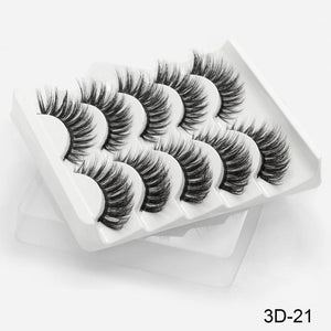 SEXYSHEEP 5Pairs 3D Mink Hair False Eyelashes Natural/Thick Long Eye Lashes Wispy Makeup Beauty Extension Tools