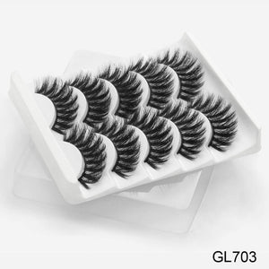 SEXYSHEEP 5Pairs 3D Mink Hair False Eyelashes Natural/Thick Long Eye Lashes Wispy Makeup Beauty Extension Tools