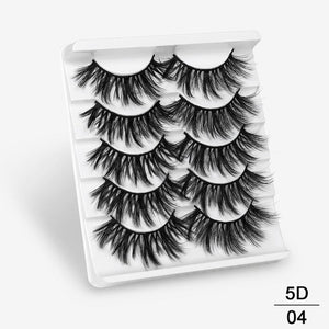 SEXYSHEEP 5Pairs 3D Mink Hair False Eyelashes Natural/Thick Long Eye Lashes Wispy Makeup Beauty Extension Tools