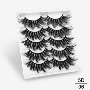 SEXYSHEEP 5Pairs 3D Mink Hair False Eyelashes Natural/Thick Long Eye Lashes Wispy Makeup Beauty Extension Tools