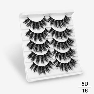 SEXYSHEEP 5Pairs 3D Mink Hair False Eyelashes Natural/Thick Long Eye Lashes Wispy Makeup Beauty Extension Tools