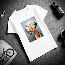 Load image into Gallery viewer, New Cotton Harajuku Aesthetics Tshirt Sexy Flowers Feather Print Short Sleeve Tops &amp; Tees Fashion Casual Couple T Shirt