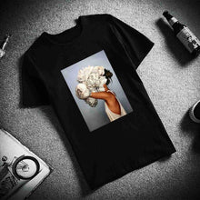 Load image into Gallery viewer, New Cotton Harajuku Aesthetics Tshirt Sexy Flowers Feather Print Short Sleeve Tops &amp; Tees Fashion Casual Couple T Shirt