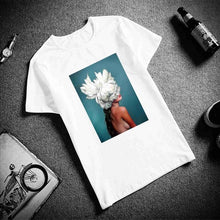 Load image into Gallery viewer, New Cotton Harajuku Aesthetics Tshirt Sexy Flowers Feather Print Short Sleeve Tops &amp; Tees Fashion Casual Couple T Shirt