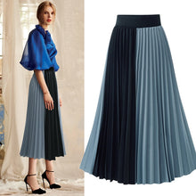 Load image into Gallery viewer, Skirts Womens High Street Fashion Contrast Color Patchwork Pleated Skirt Elastic High Waist A Line Midi Skirt Women Clothes 2019